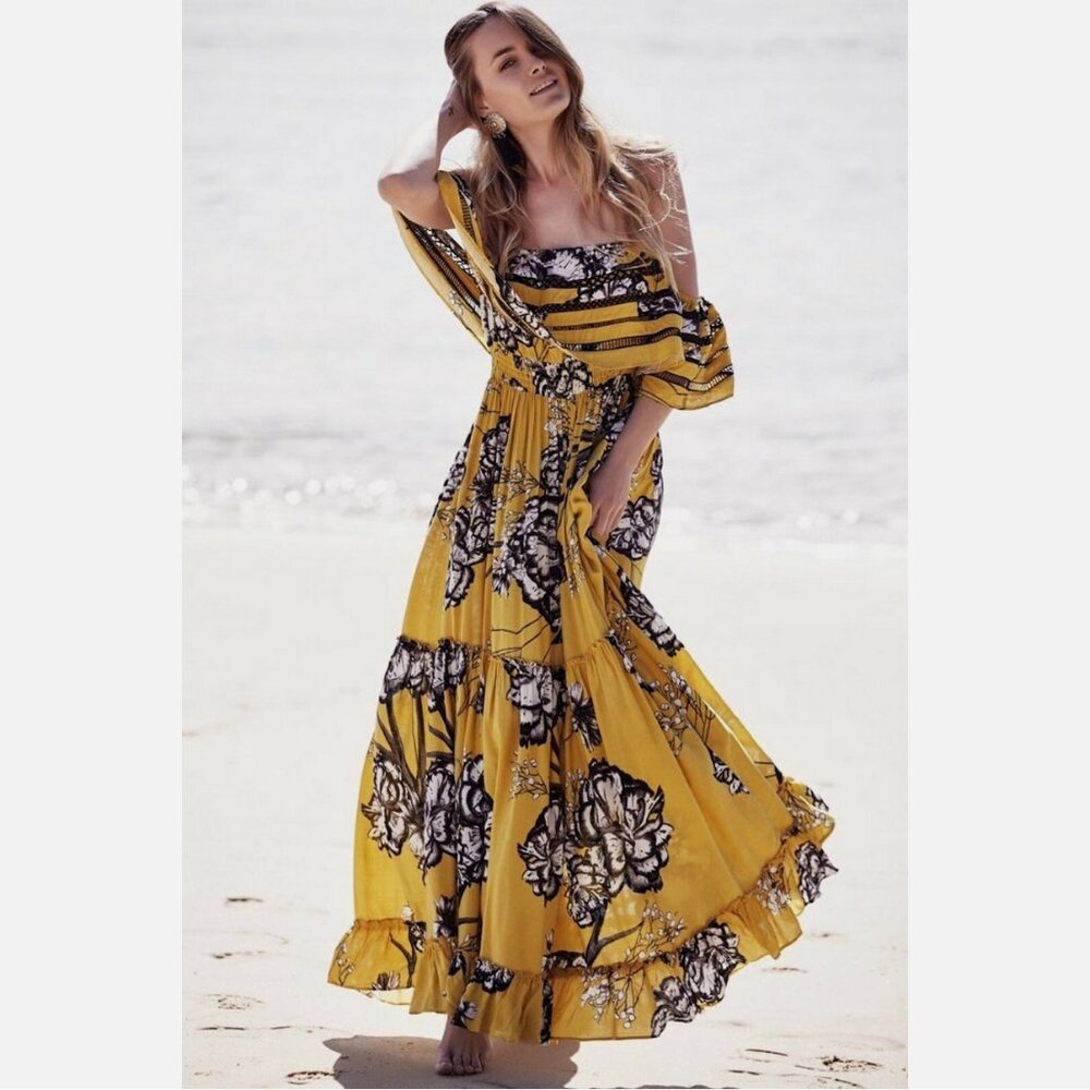 Jaase Karlie Golden Lillies Floral Maxi Dress